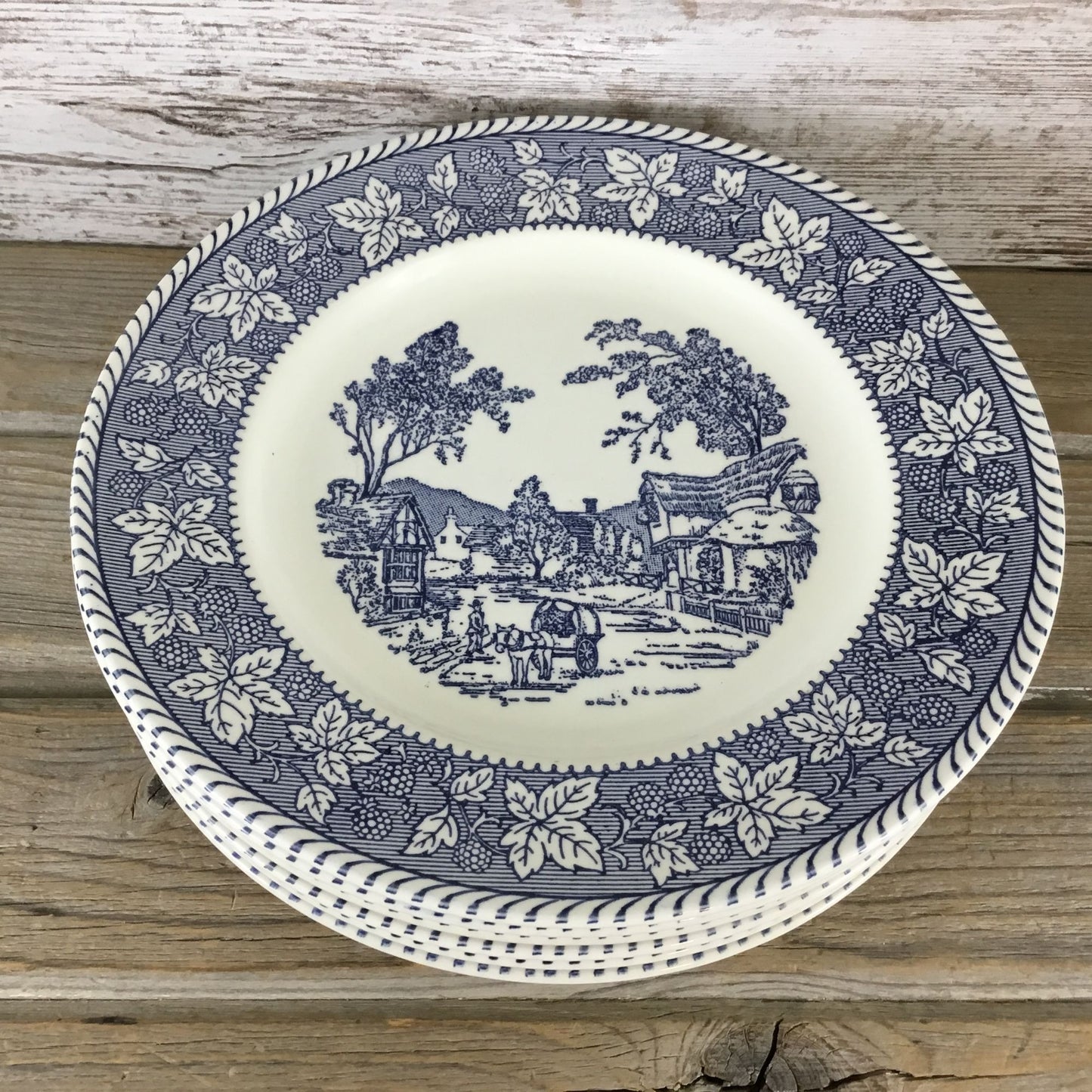 Homer Laughlin Stratwood Collection Shakespeare Country Blue 10" Dinner Plates
