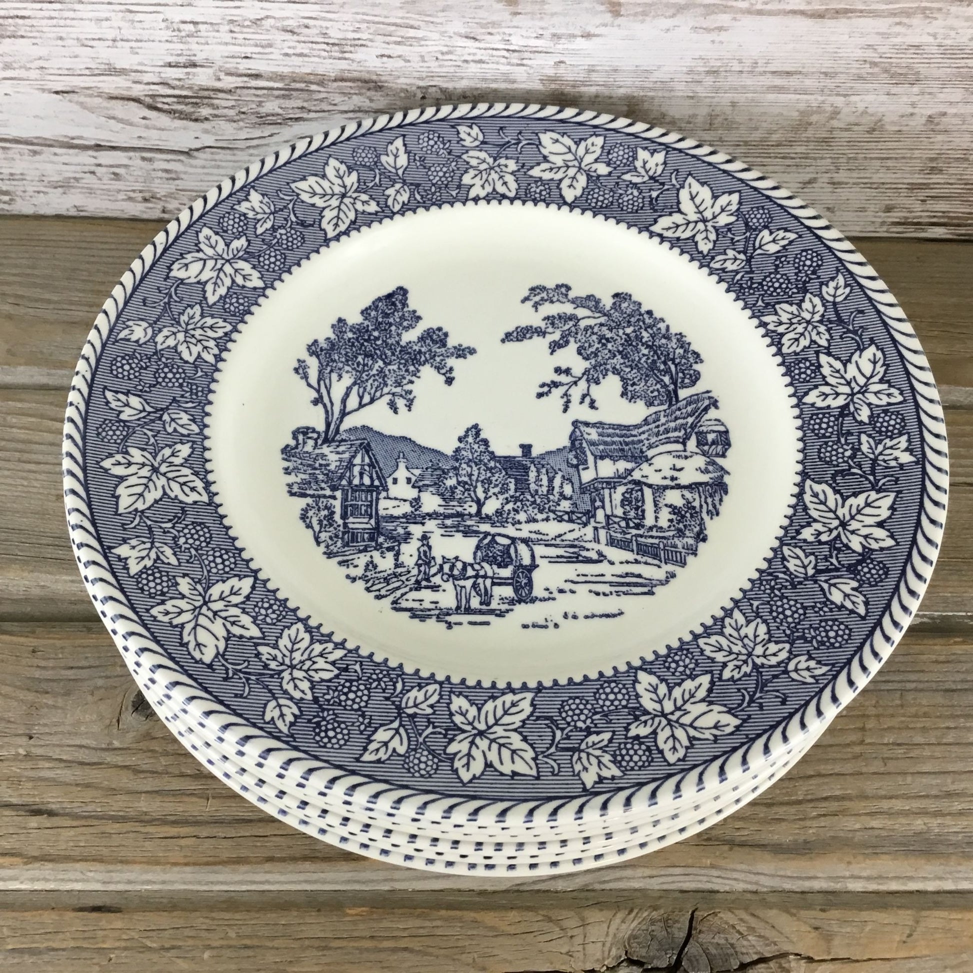 Homer Laughlin Stratwood Collection Shakespeare Country Blue 10" Dinner Plates
