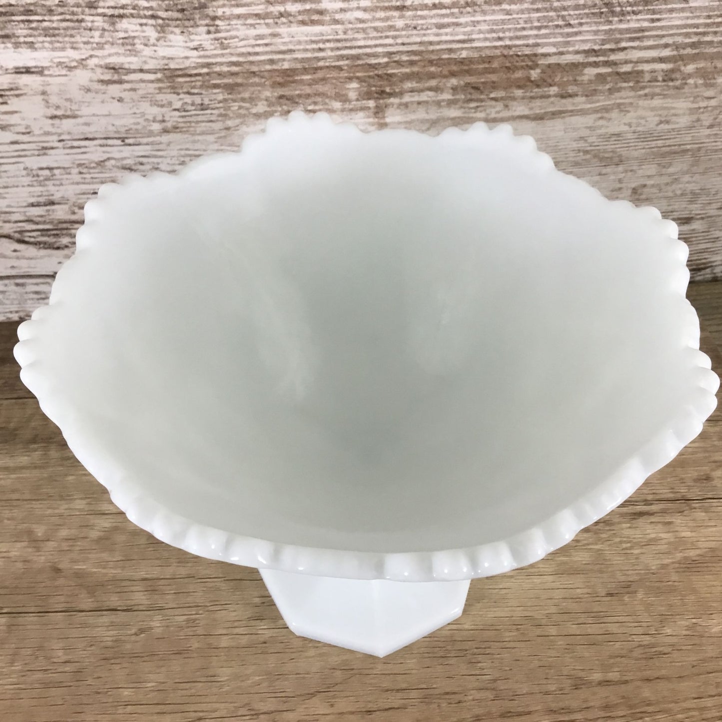 Westmoreland Old Quilt Pattern Milk Glass Pedestal Compote 5.75" Tall X 8" Top Diameter