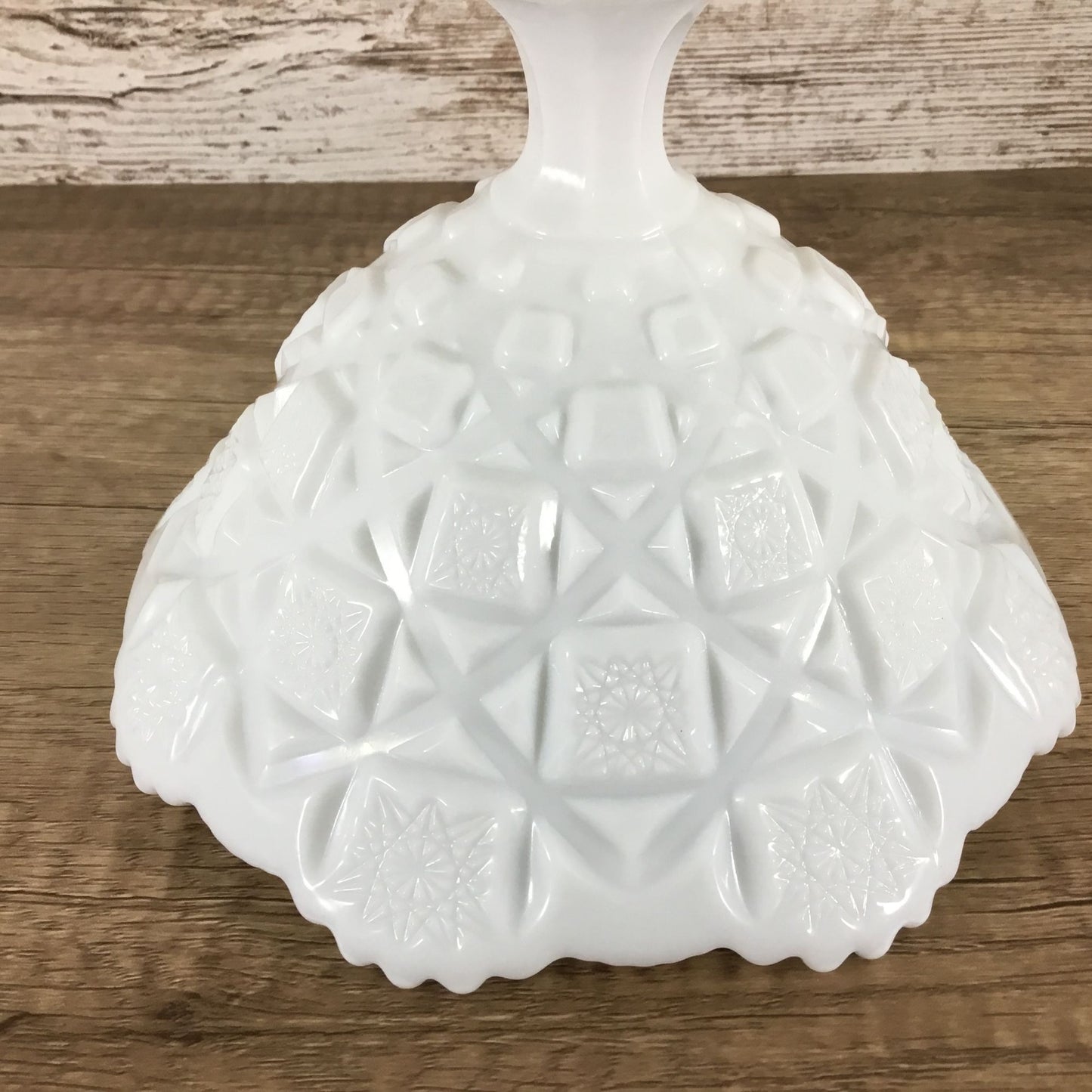 Westmoreland Old Quilt Pattern Milk Glass Pedestal Compote 5.75" Tall X 8" Top Diameter