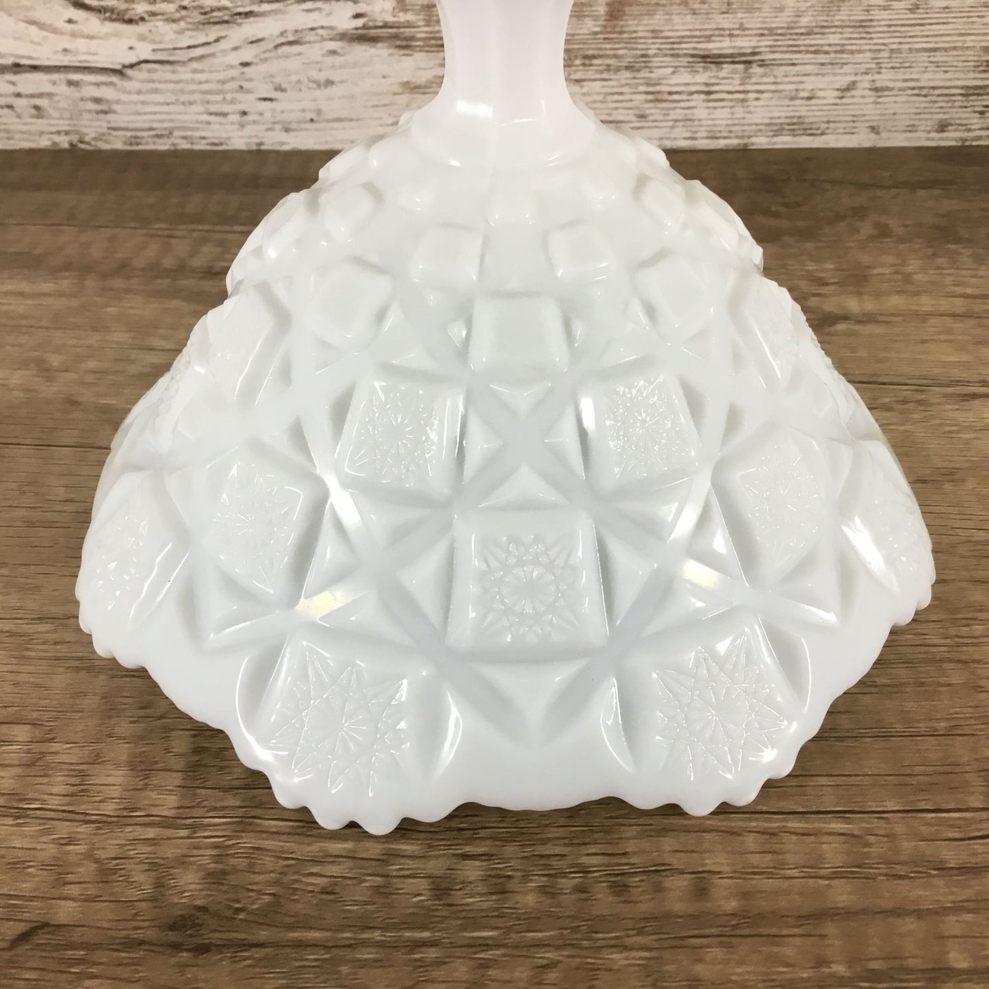 Westmoreland Old Quilt Pattern Milk Glass Pedestal Compote 5.75" Tall X 8" Top Diameter