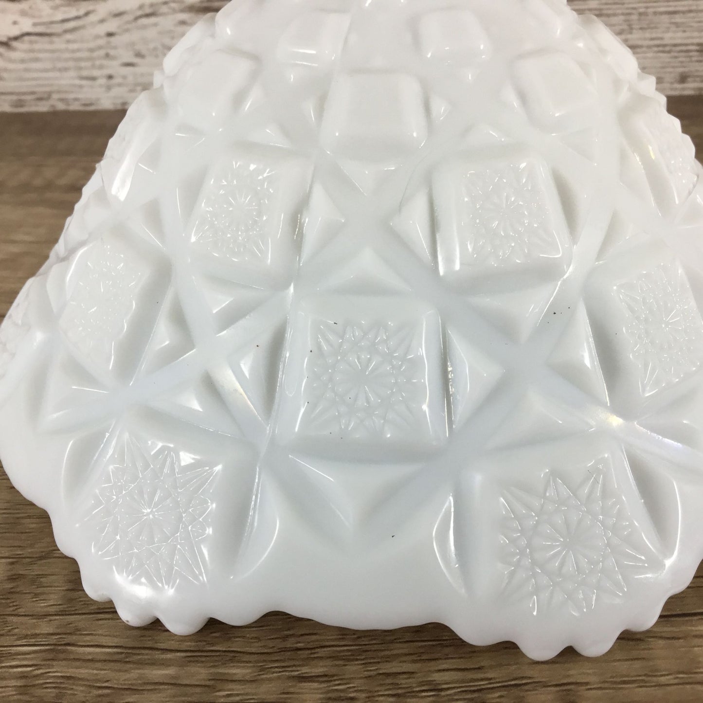 Westmoreland Old Quilt Pattern Milk Glass Pedestal Compote 5.75" Tall X 8" Top Diameter
