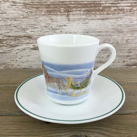 One Corelle Country Memories Cup & Saucer Set - Christmas Horse Sleigh Winter