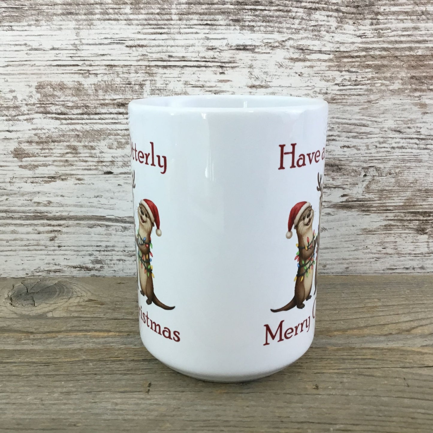 Have an Otterly Merry Christmas Mug 15oz Ceramic Holiday Coffee Cup Cute Otters