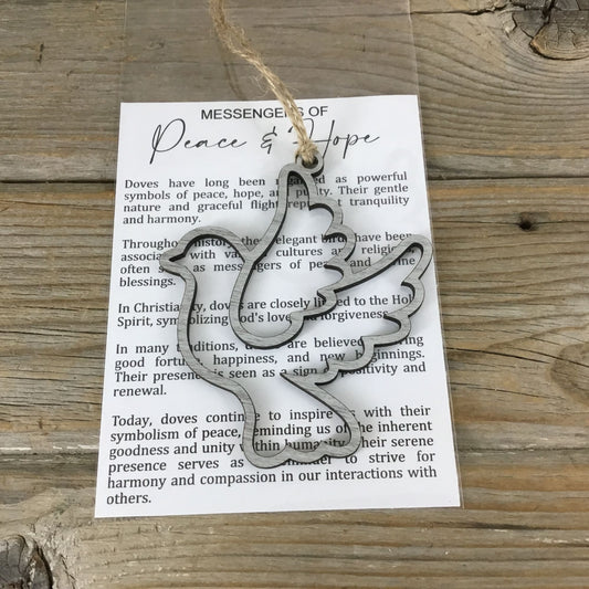 Dove Peace and Hope Story Card Christmas Ornament