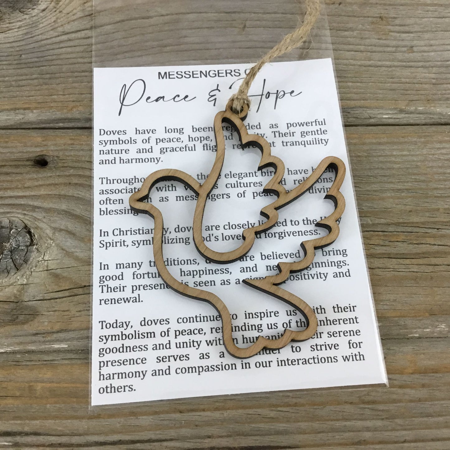 Dove Peace and Hope Story Card Christmas Ornament