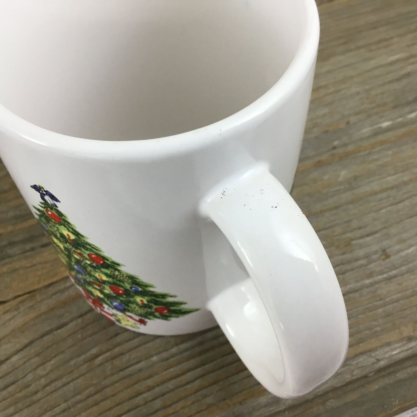 Vintage 1993 McCrory Christmas Tree Ceramic Mugs Set Of 4 11 Oz Holiday Kitchenware