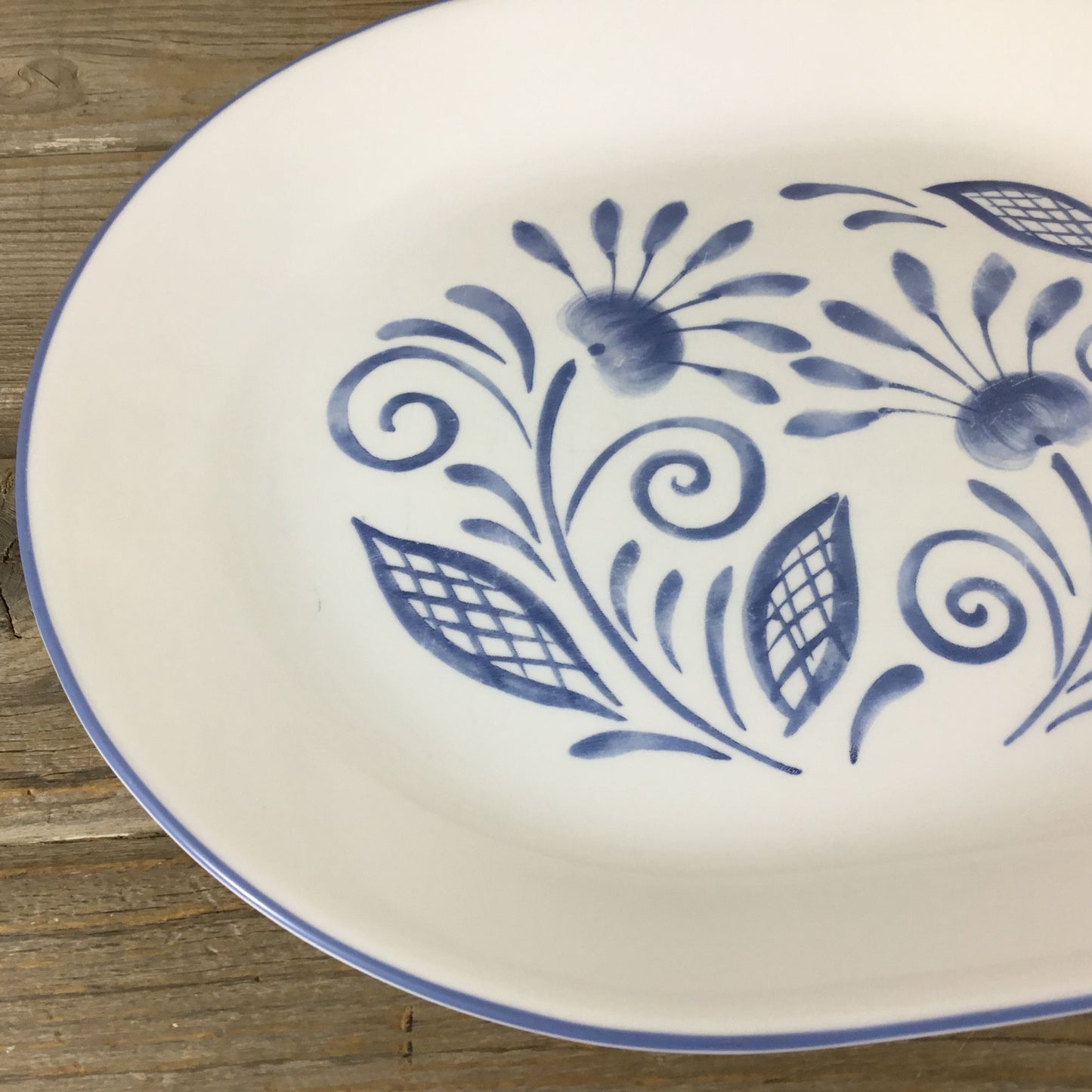 Corelle Oceanview Serving Platter White & Blue Floral 12 1/4" X 10" Oval