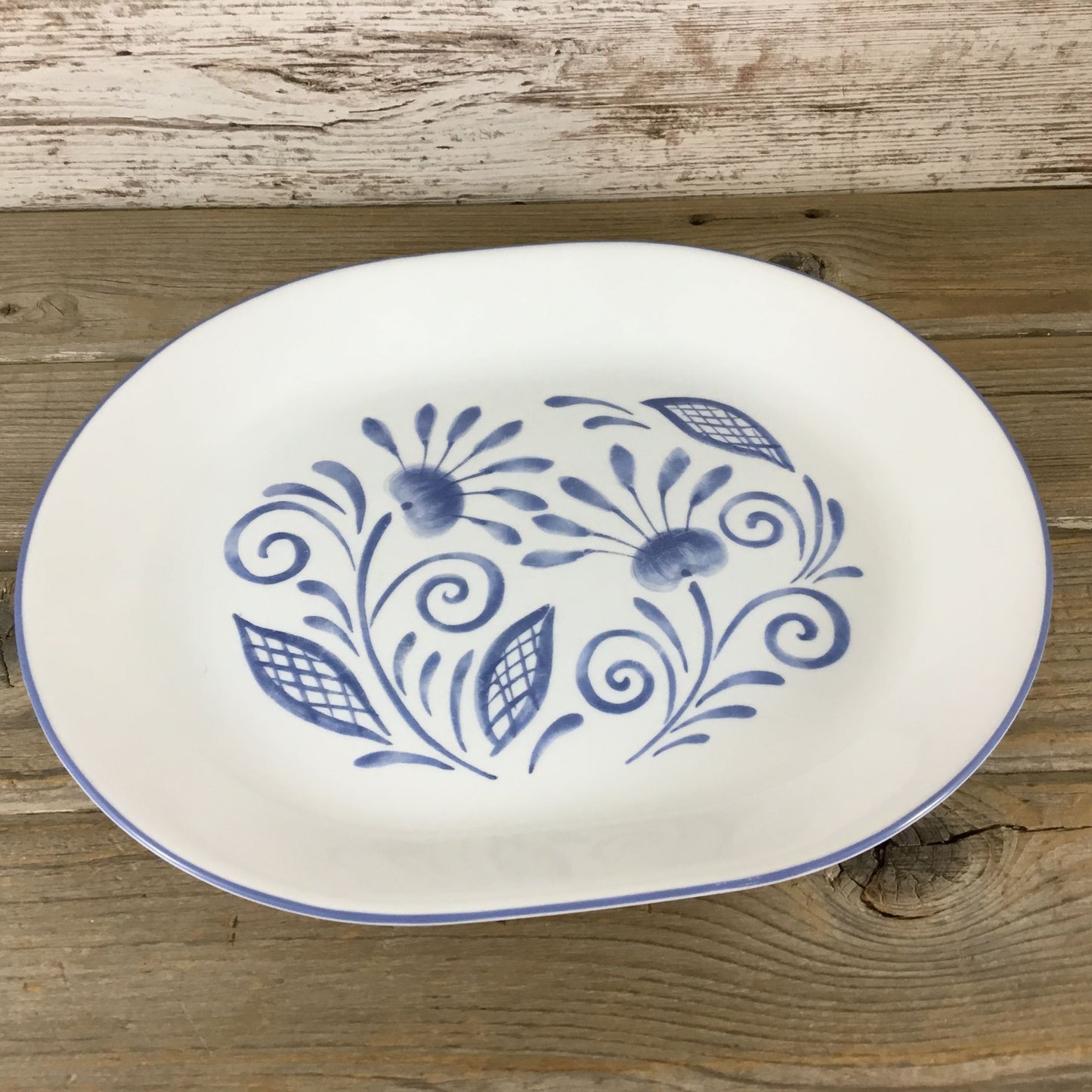 Corelle Oceanview Serving Platter White & Blue Floral 12 1/4" X 10" Oval