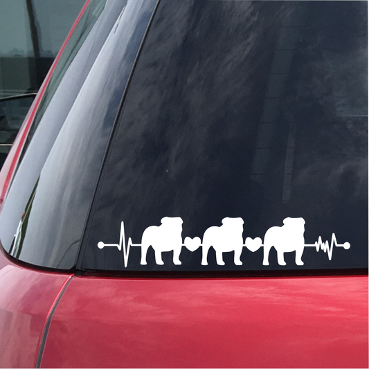 Three Bulldogs Heartbeat Decal