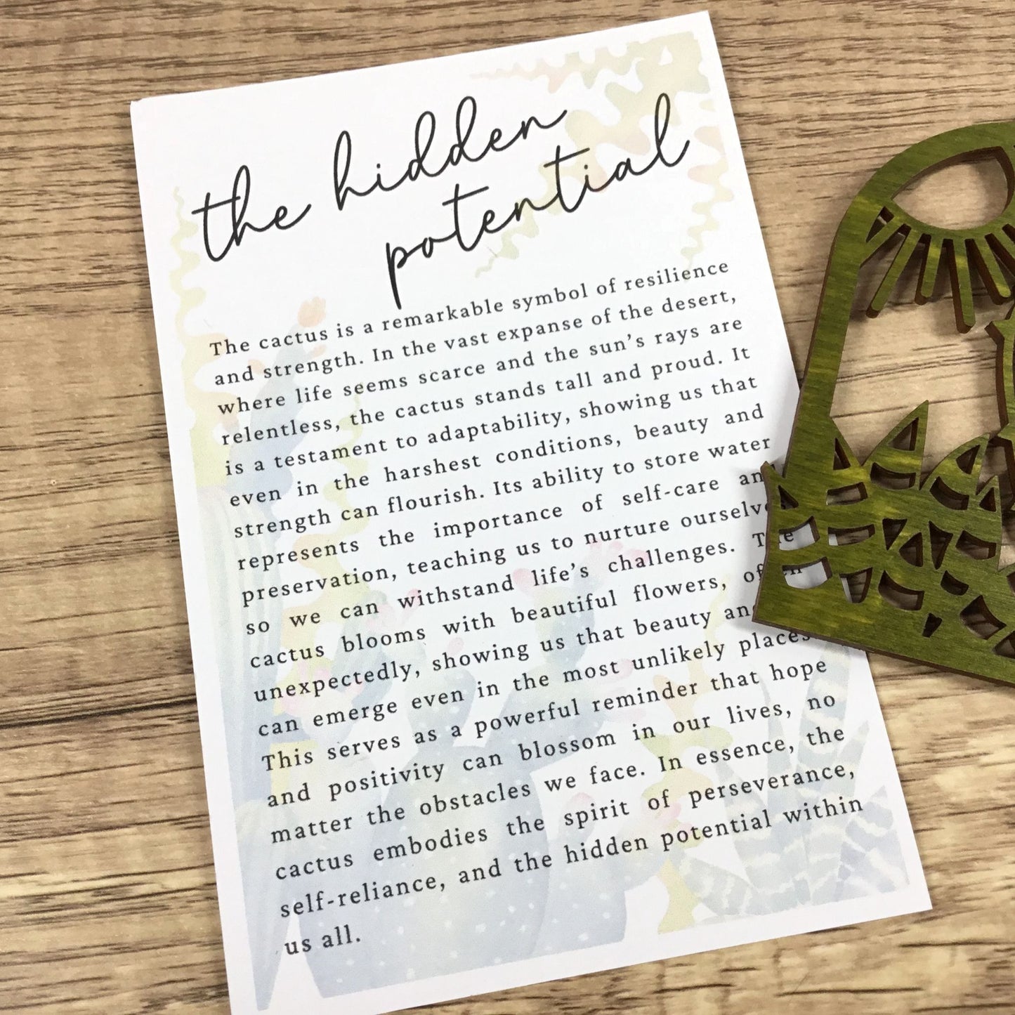 Cactus Story Card Ornament The Hidden Potential Resilience & Strength