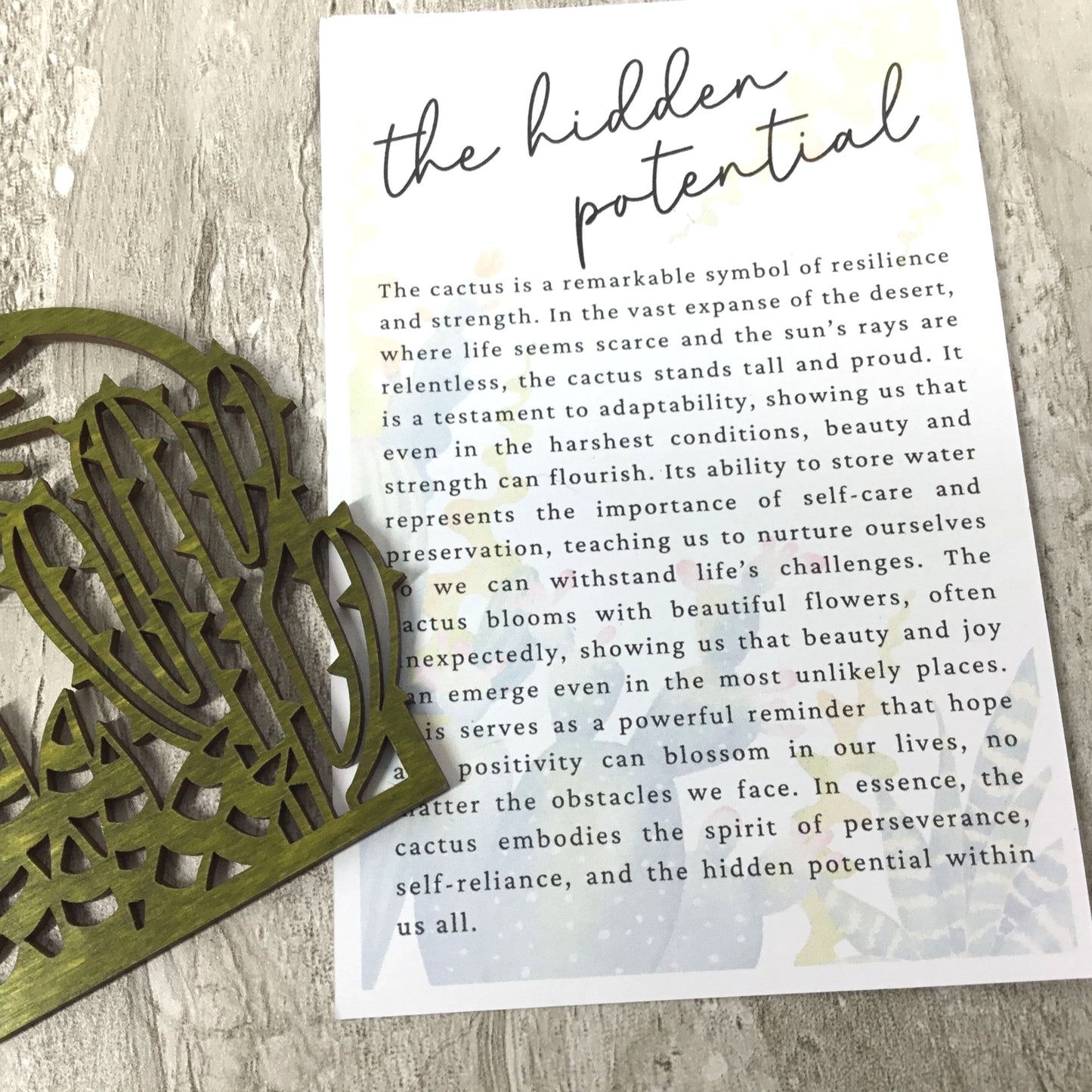 Cactus Story Card Ornament The Hidden Potential Resilience & Strength