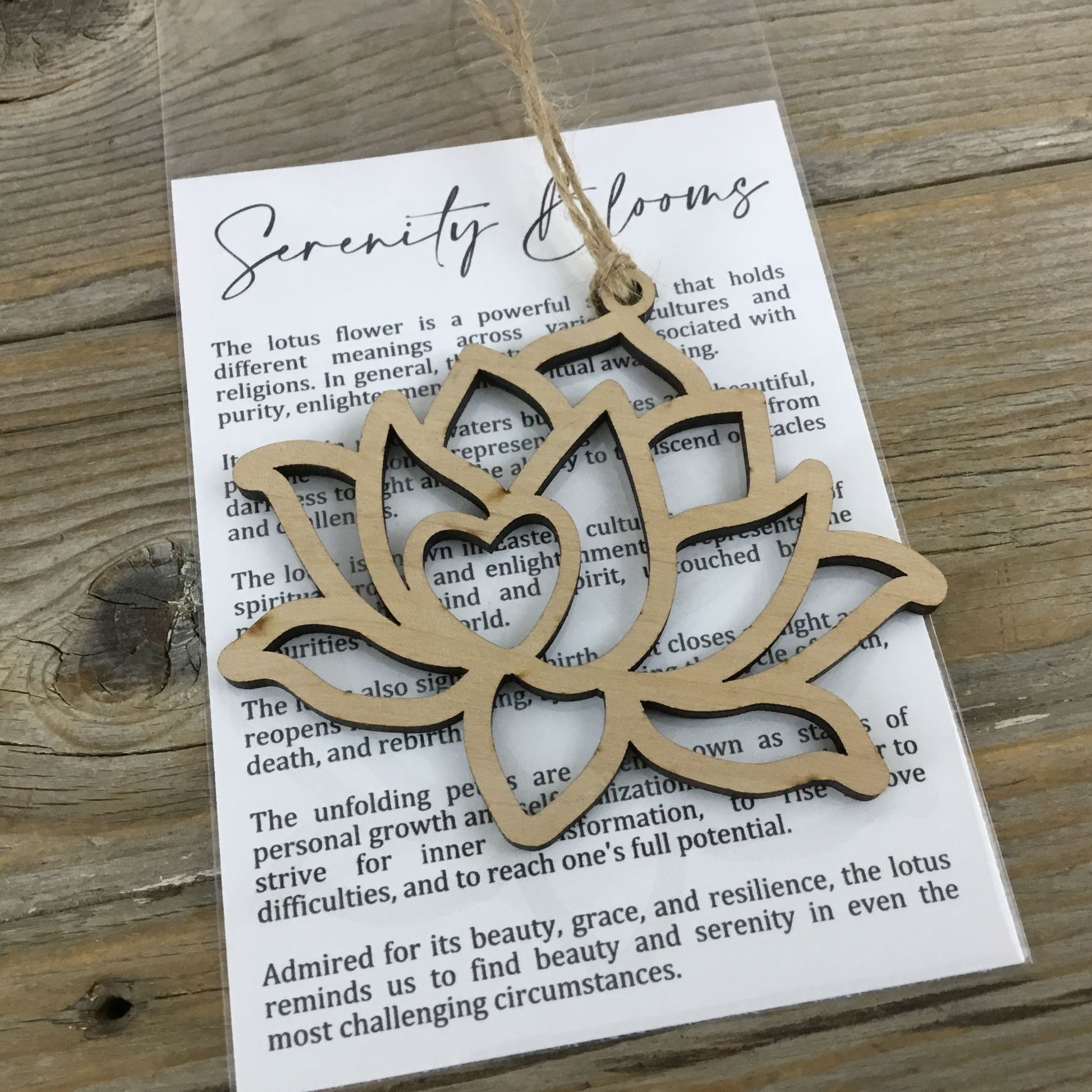 Cherry Lotus Flower Serenity Blooms Wood Story Card Ornament