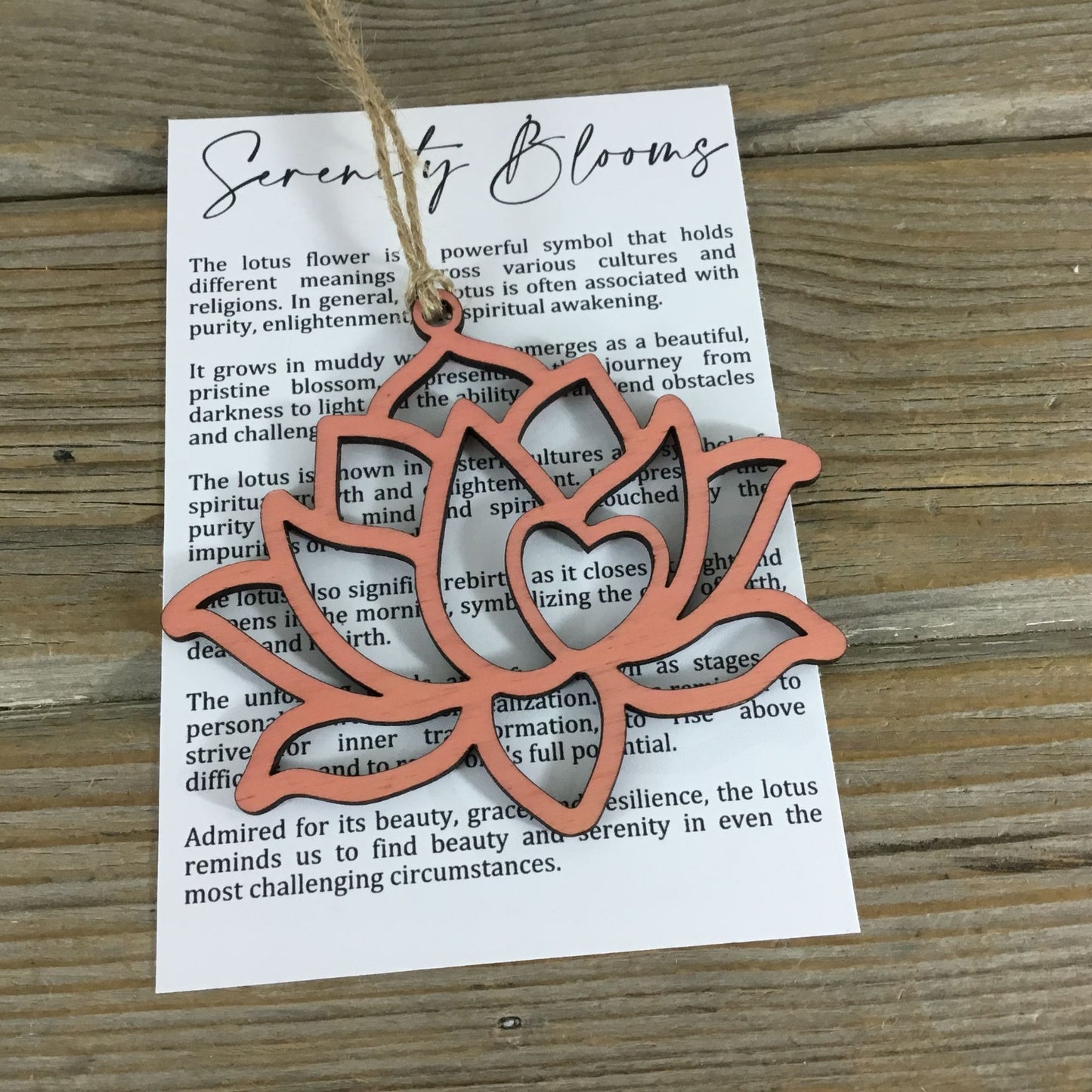 Lotus Flower Serenity Blooms Wood Story Card Ornament