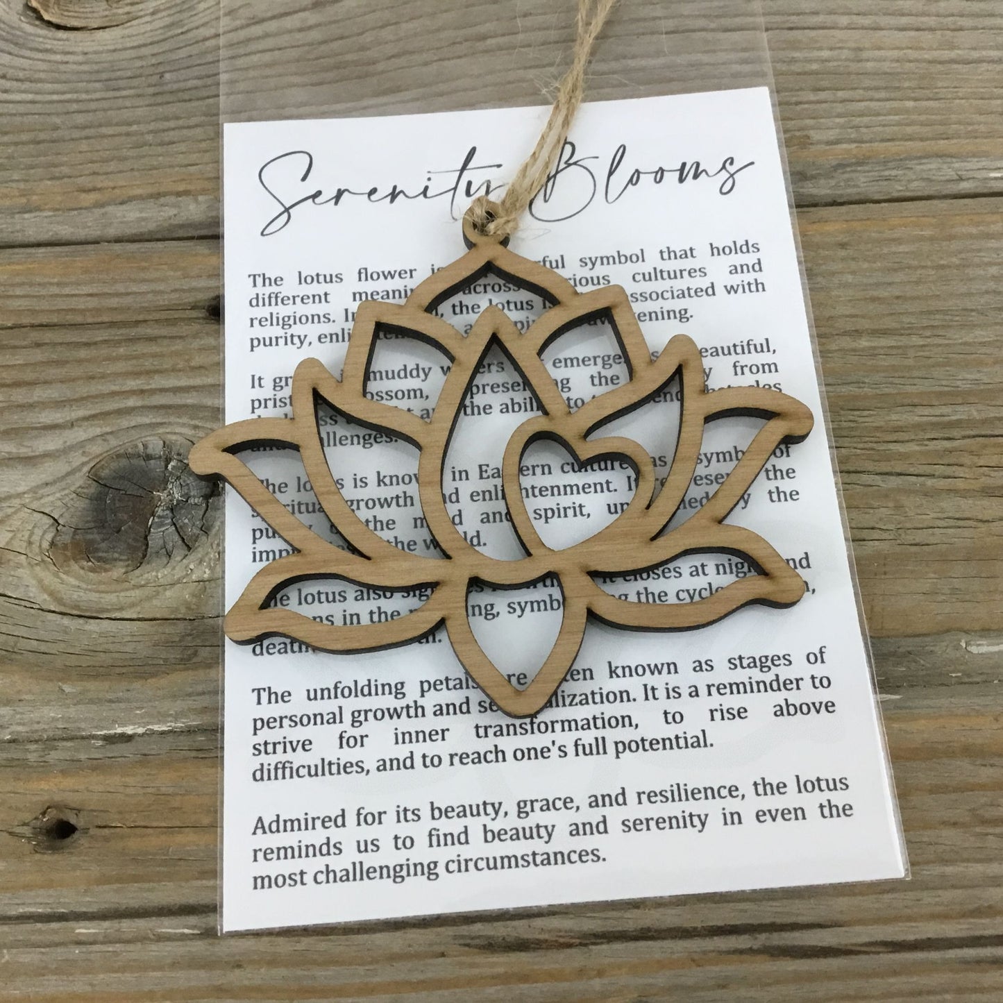 Lotus Flower Serenity Blooms Wood Story Card Ornament