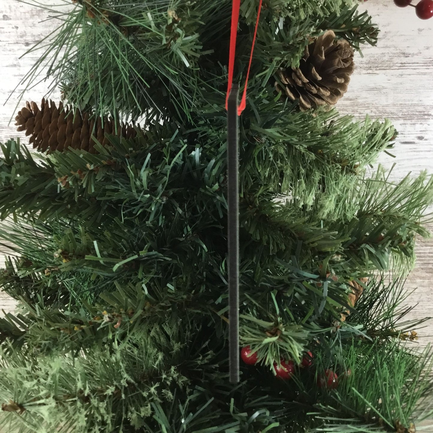 Cardinal Christmas Ornament Red Male Cardinal on Evergreen Wreath 4” Double-Side