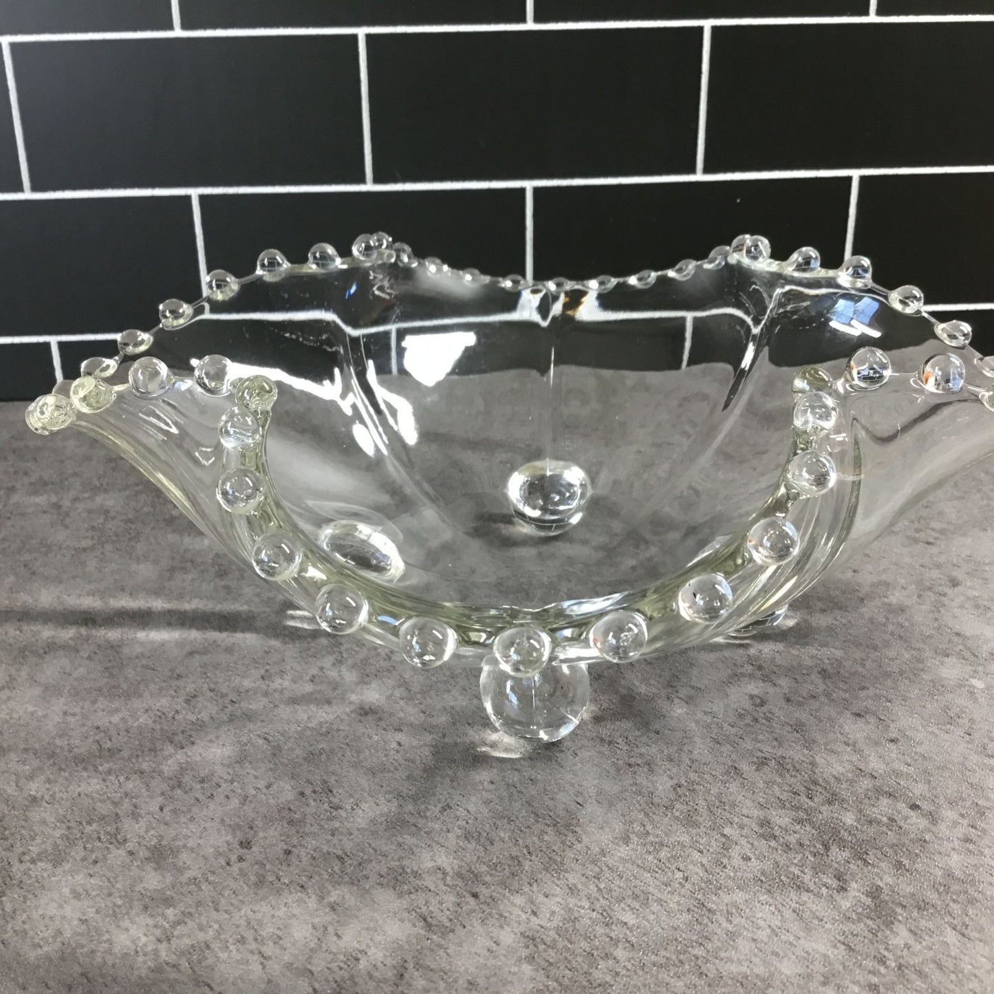 Candlewick Crimped Edge Clear Glass Footed Bowl By Imperial Glass Ohio