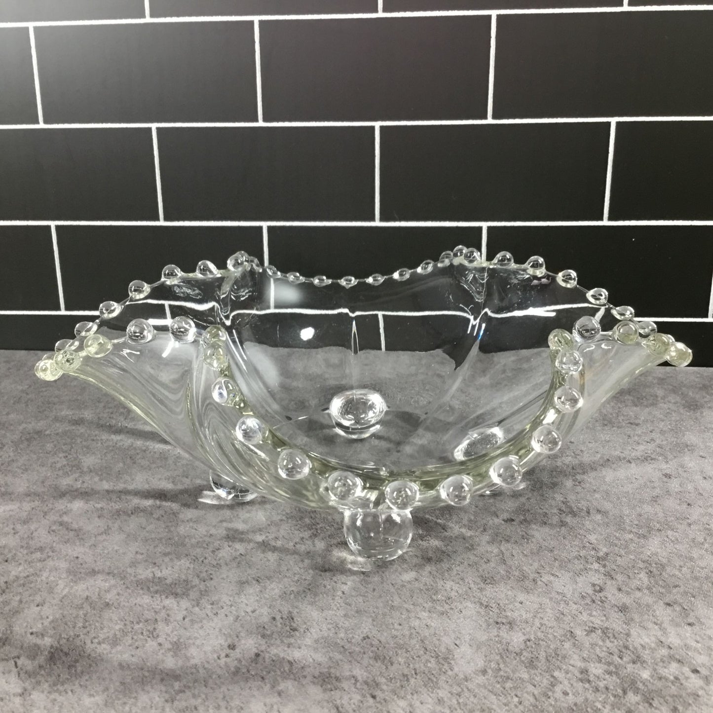 Candlewick Crimped Edge Clear Glass Footed Bowl By Imperial Glass Ohio