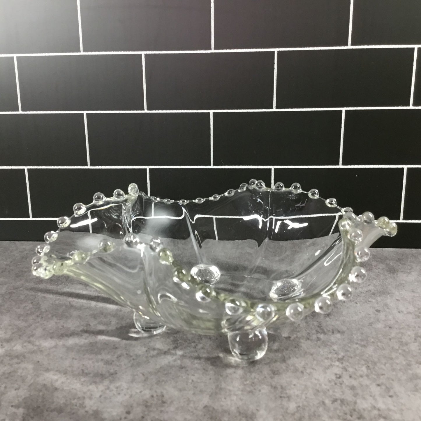 Candlewick Crimped Edge Clear Glass Footed Bowl By Imperial Glass Ohio