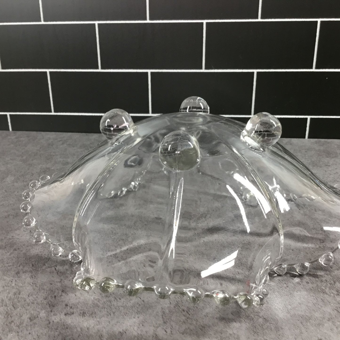 Candlewick Crimped Edge Clear Glass Footed Bowl By Imperial Glass Ohio