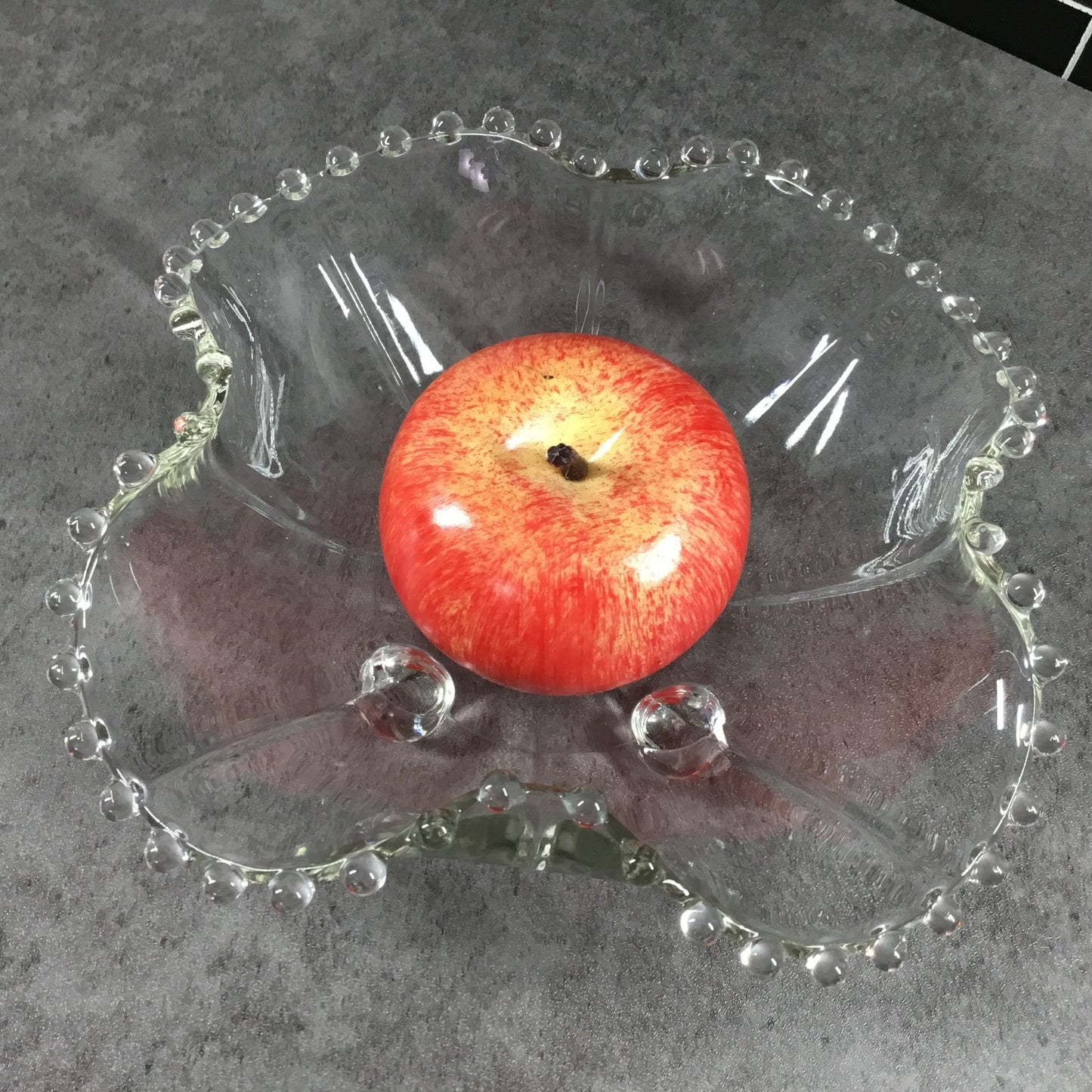 Candlewick Crimped Edge Clear Glass Footed Bowl By Imperial Glass Ohio