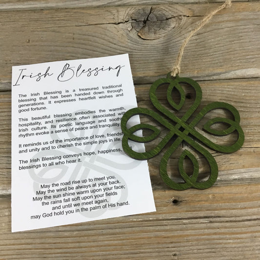 Green Irish Blessings Four Leaf Clover Story Card Ornament 