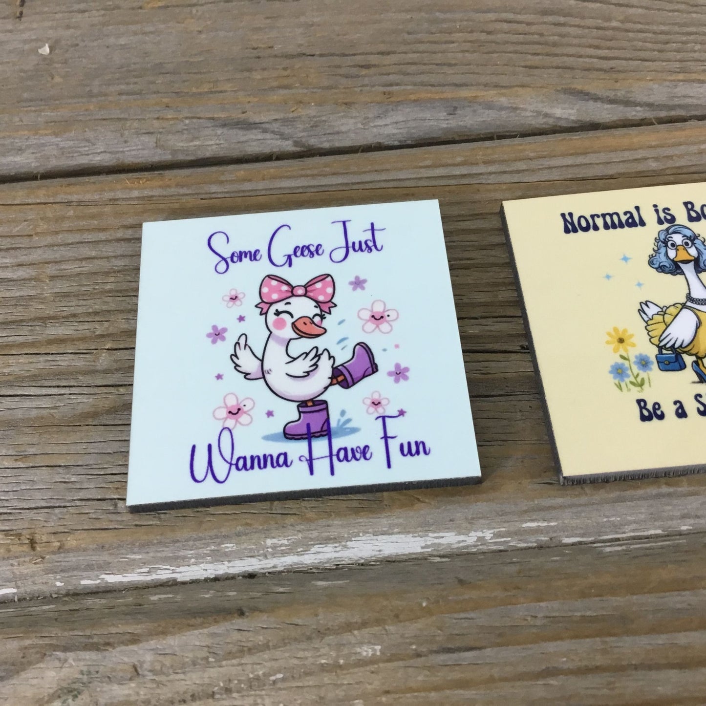 Set of 3 Goose Themed Magnets,  Funny & Vintage Designs
