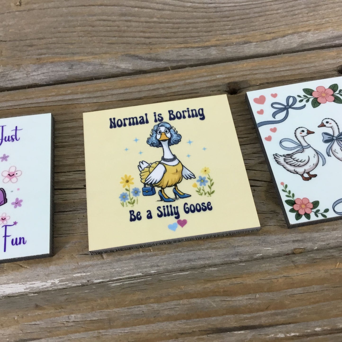 Set of 3 Goose Themed Magnets,  Funny & Vintage Designs