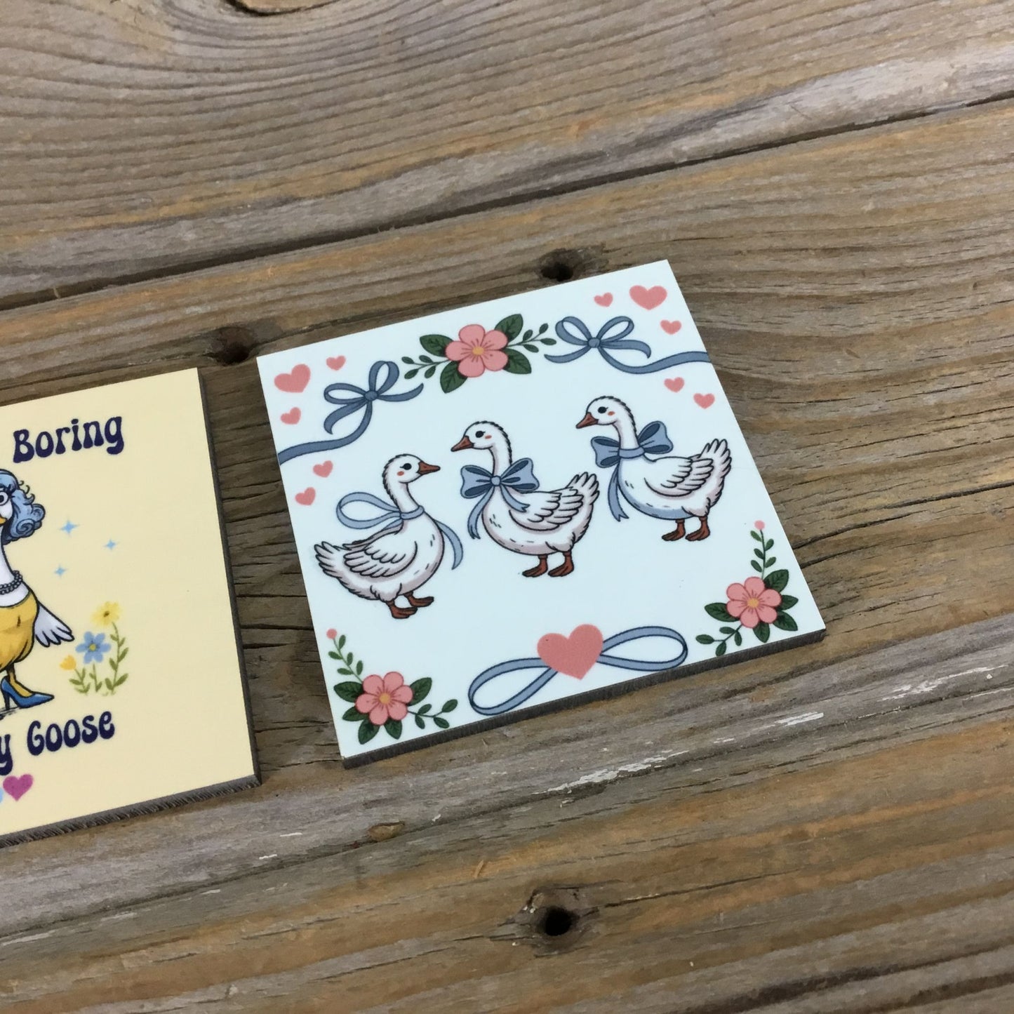 Set of 3 Goose Themed Magnets,  Funny & Vintage Designs