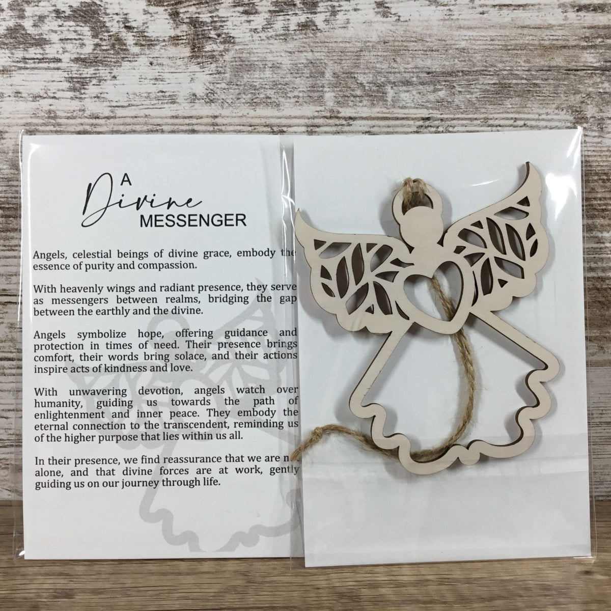 Angel A Divine Messenger Wood Story Card Ornament