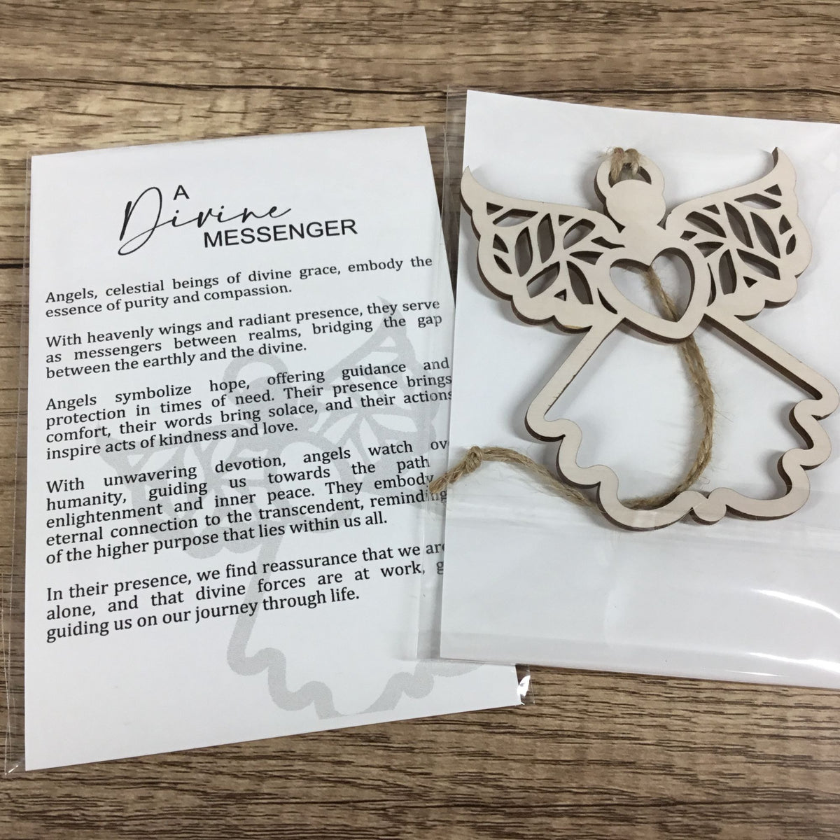 Angel A Divine Messenger Wood Story Card Ornament