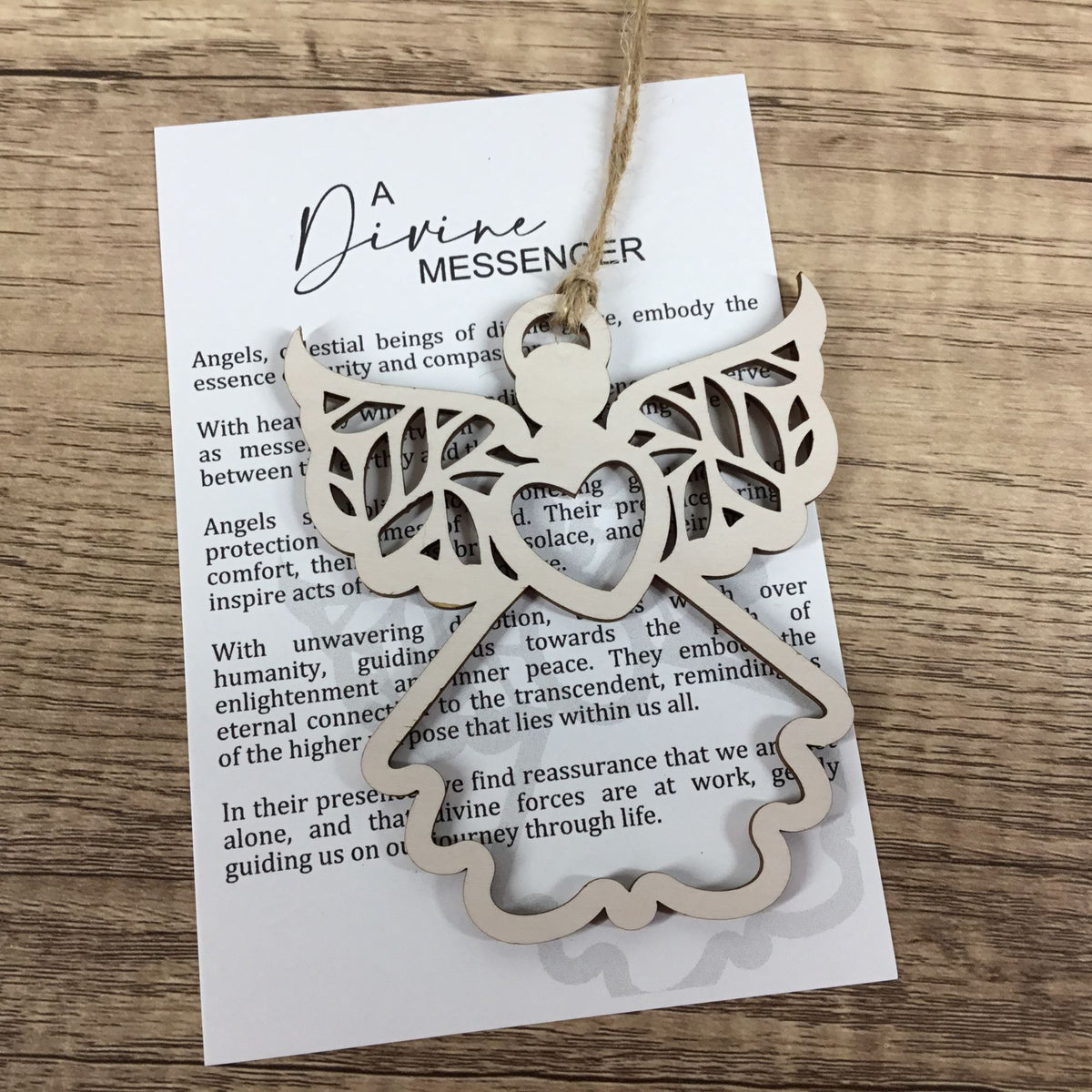 Angel A Divine Messenger Wood Story Card Ornament
