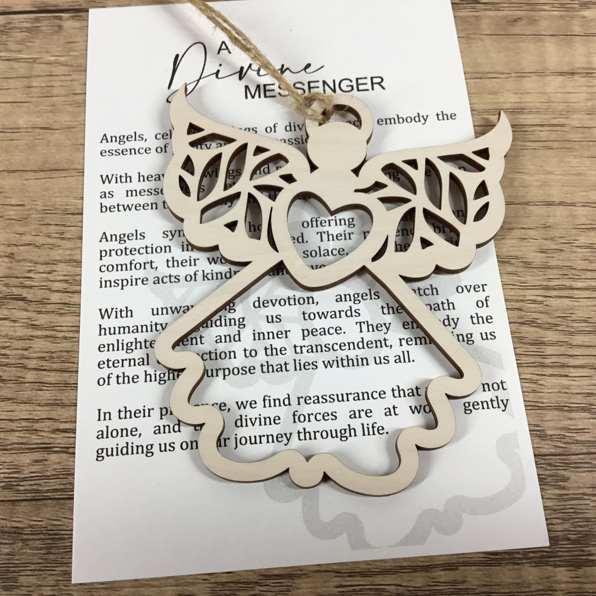 Angel A Divine Messenger Wood Story Card Ornament