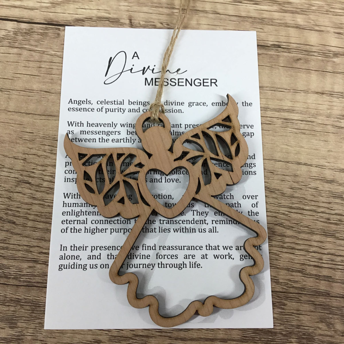 Angel A Divine Messenger Wood Story Card Ornament
