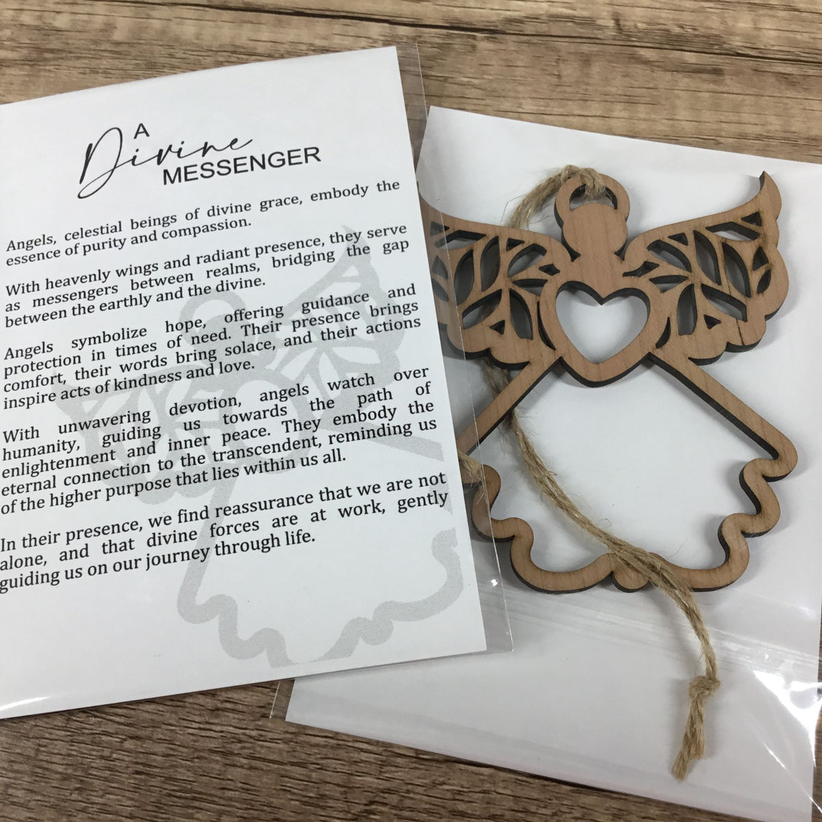 Angel A Divine Messenger Wood Story Card Ornament