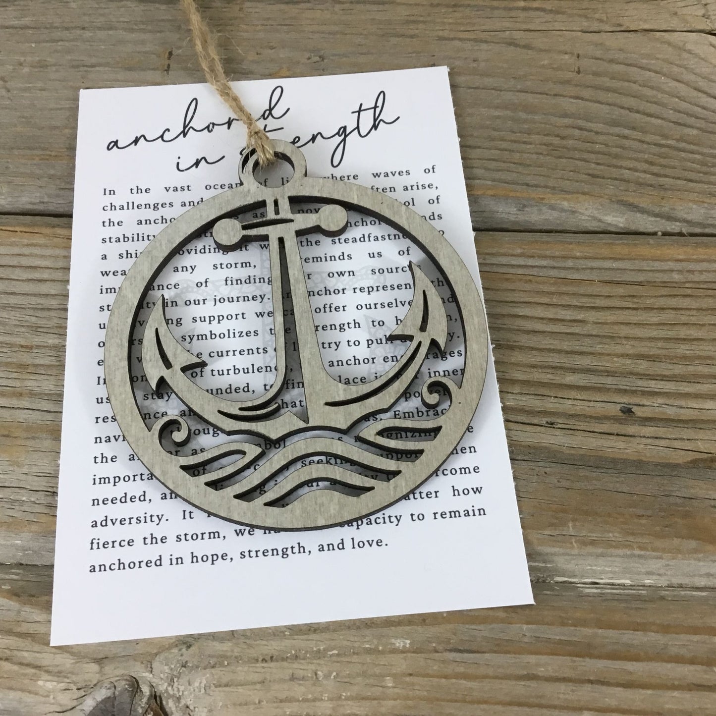 Gray Anchor - Anchored in Strength Story Card Ornament