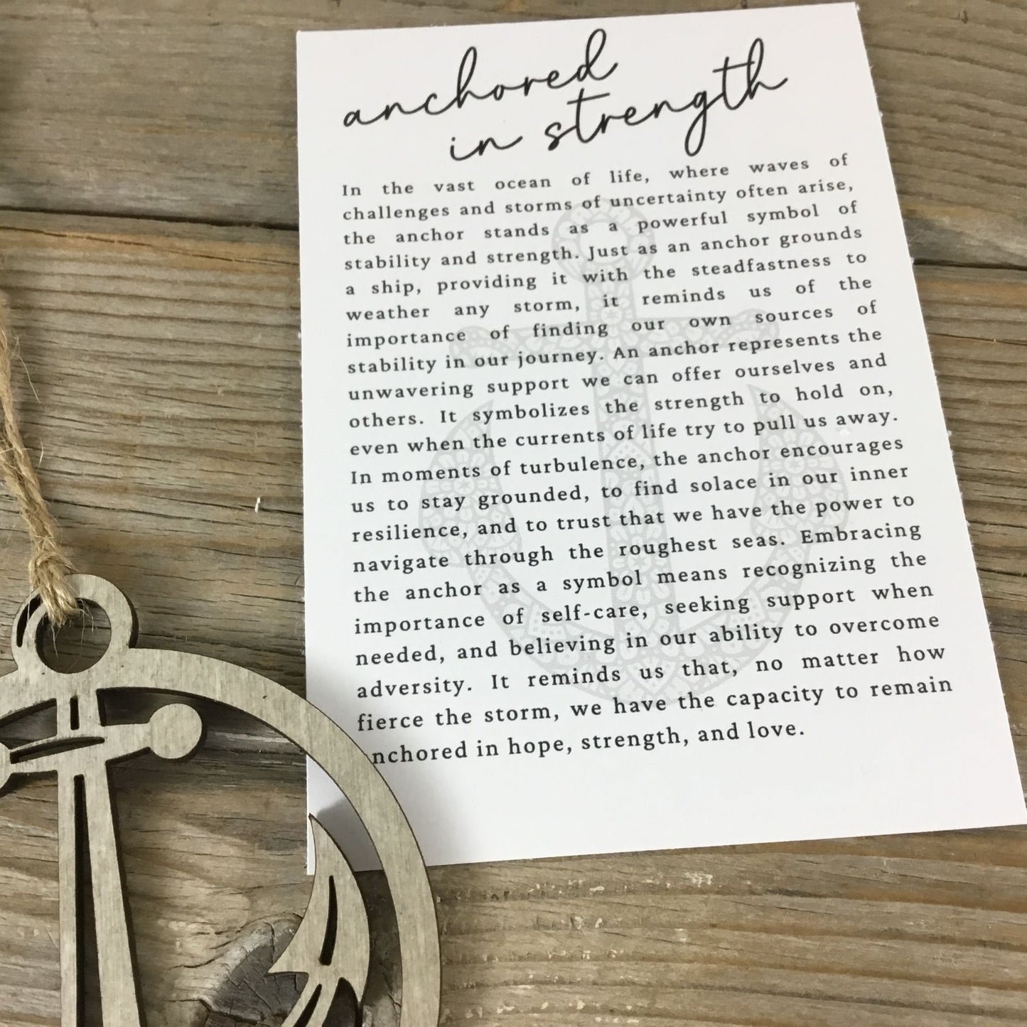 Anchor - Anchored in Strength Story Card Ornament