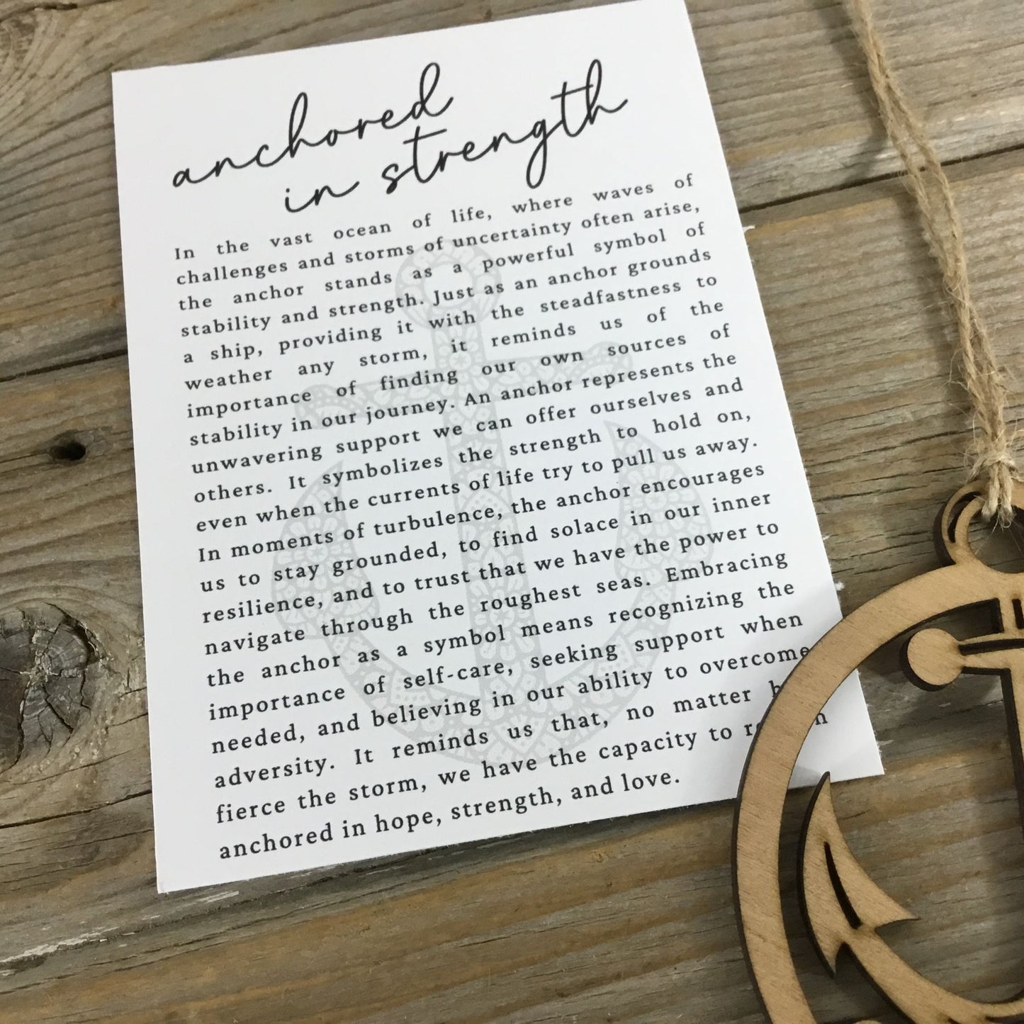 Anchor - Anchored in Strength Story Card Ornament