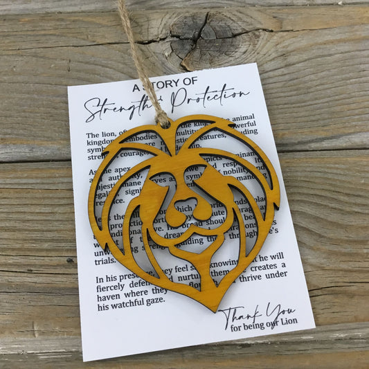 Lion Strength and Protection Story Card Ornament