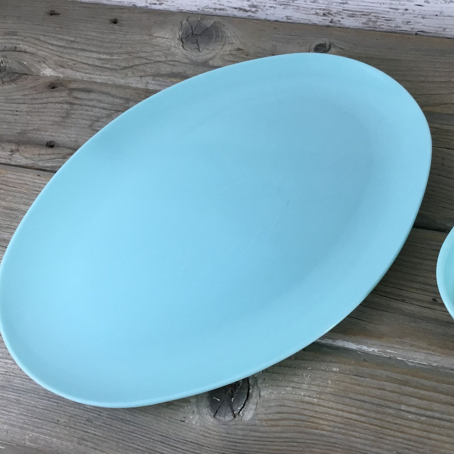 Vintage Aqua Turquoise Melmac Platter & Bowl Stetson Co. Melamine MCM