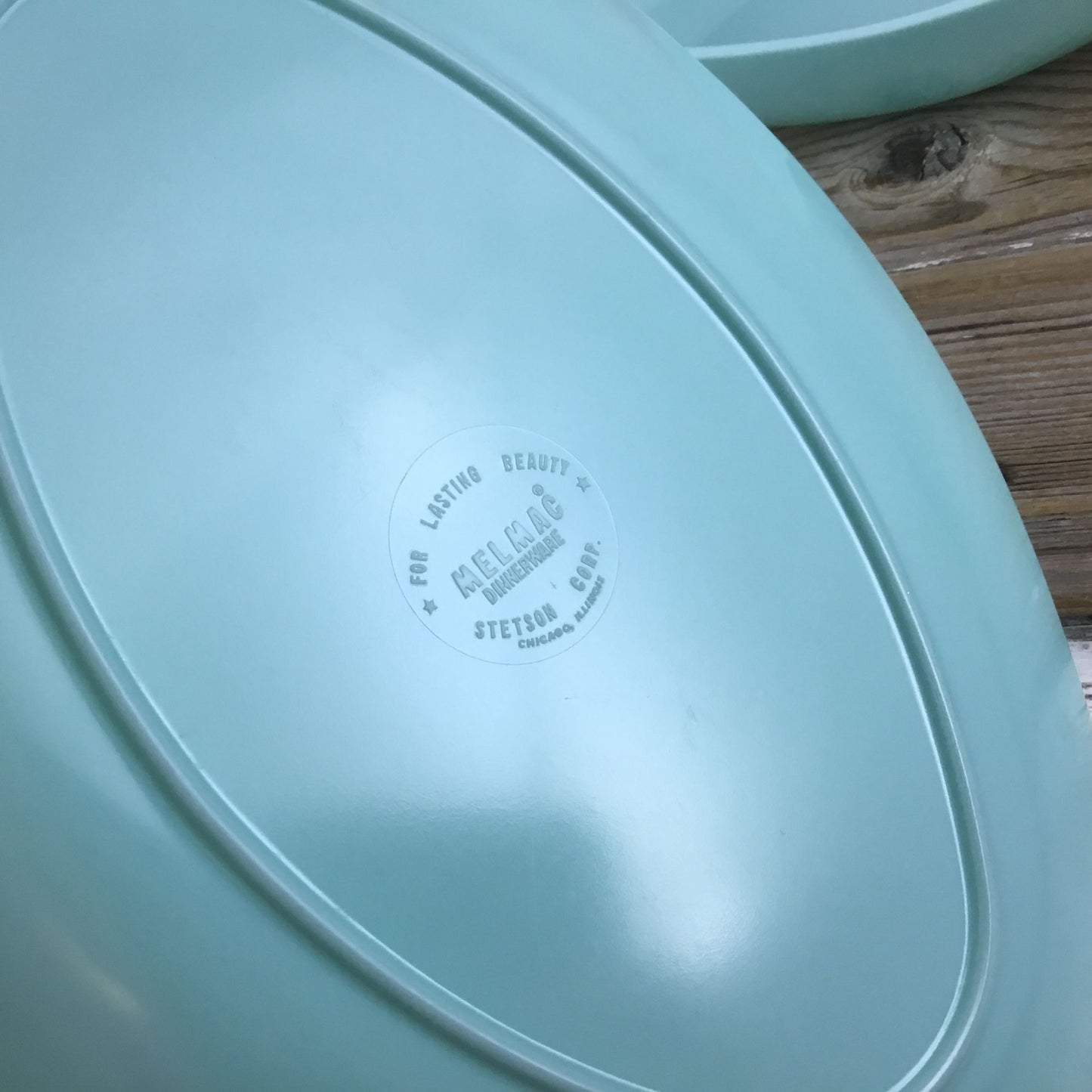 Vintage Aqua Turquoise Melmac Platter & Bowl Stetson Co. Melamine MCM