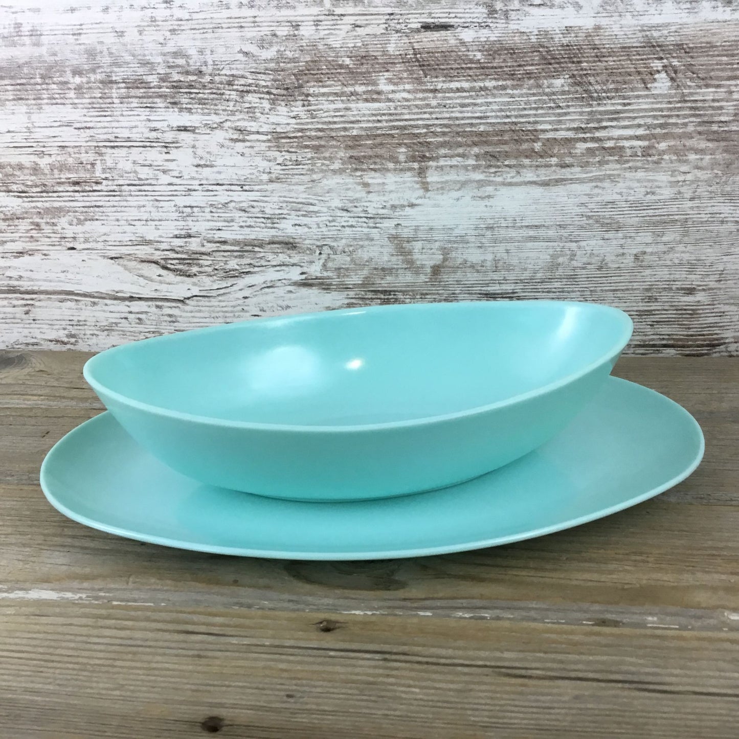 Vintage Aqua Turquoise Melmac Platter & Bowl Stetson Co. Melamine MCM