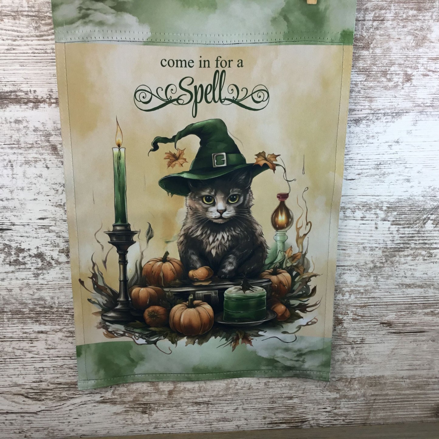 Come in for a Spell Cat Garden Flag