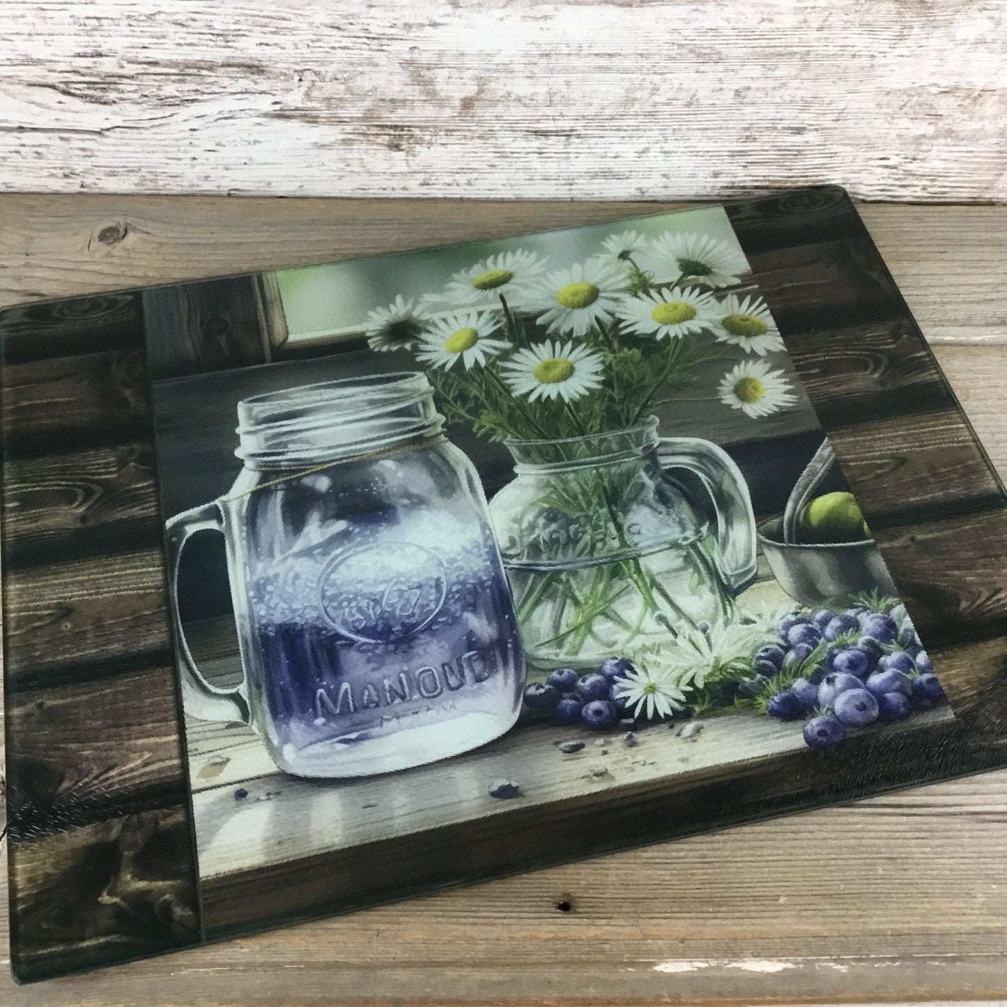 Rustic Lemonade and Daises Glass Cutting Board