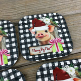 Merry Pigmas Christmas Drink Coasters Set of 4