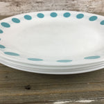 4 Corelle Vitrelle South Beach Turquoise Dinner Plates 10 1/4" Aqua Dots
