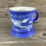 Vintage Currier & Ives A Home in the Wilderness Shaving Cup 3.75" Tall Blue & White