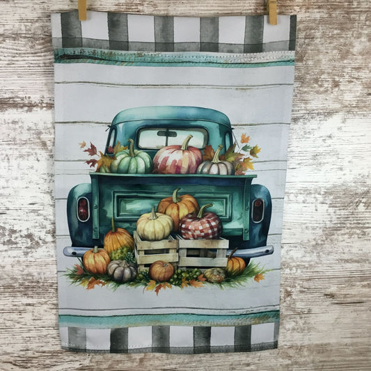 Fall Pumpkin Truck Garden Flag
