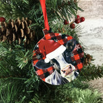 Black and White Santa Cow Christmas Ornament Double Sided