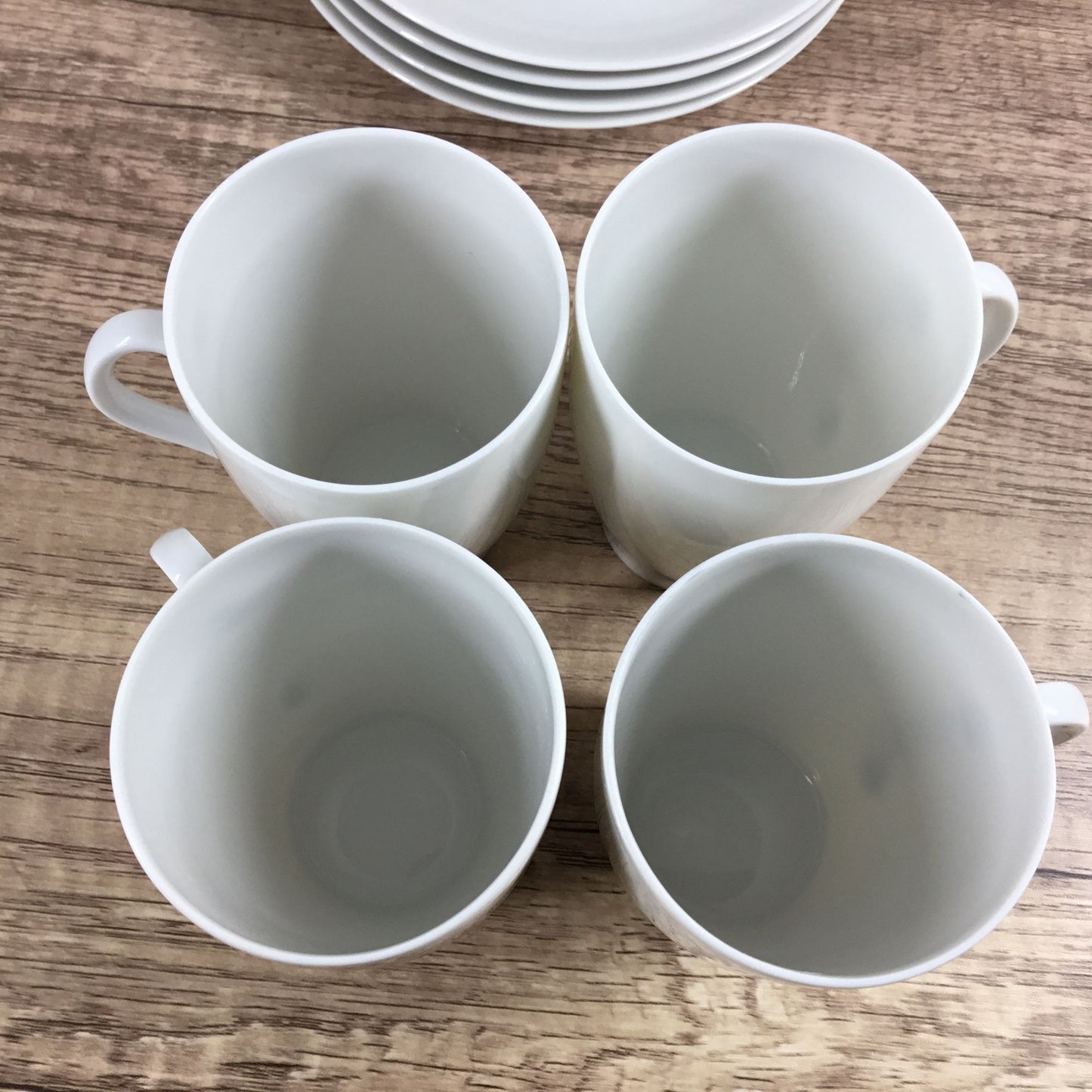 Mosa Select White Porcelain Coffee Mugs & Saucers Set of 4 Mid-Century Modern